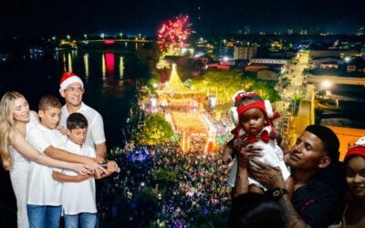 Familias disfrutan el alumbrado navideño en Montería durante la temporada turística de diciembre