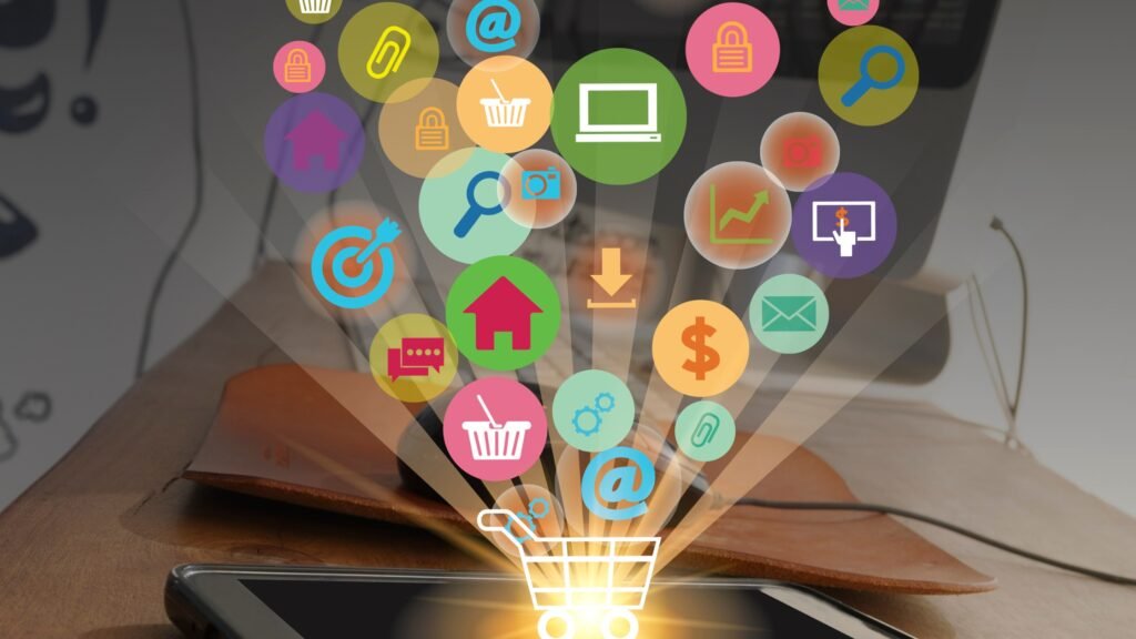 representación gráfica de apps de celulares en un smartphone