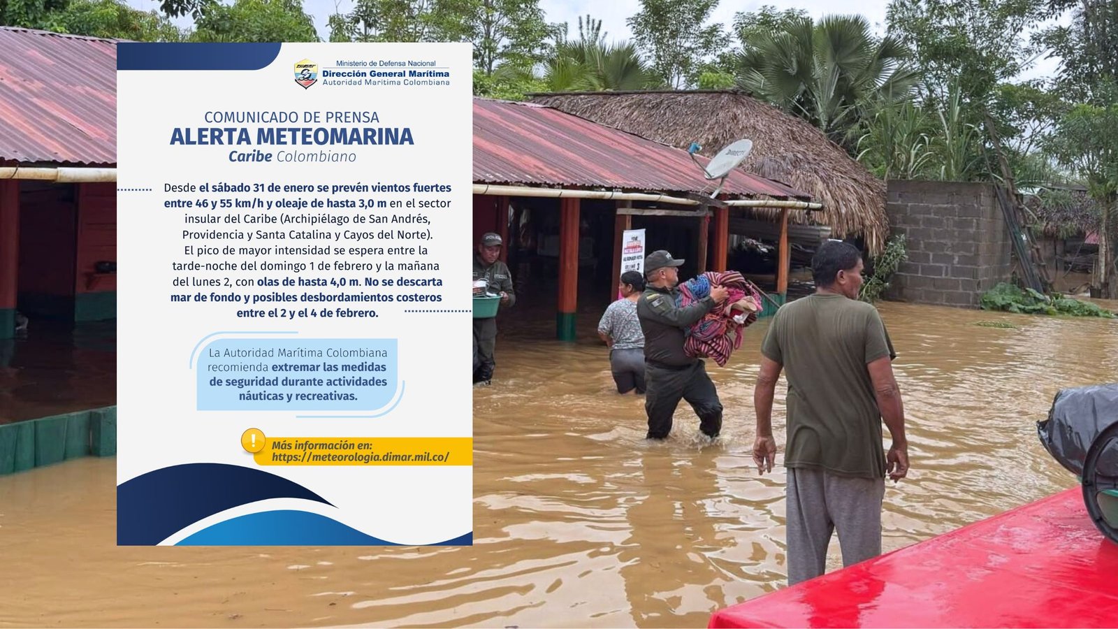 Frente frío provoca inundaciones y emergencias en el Caribe colombiano