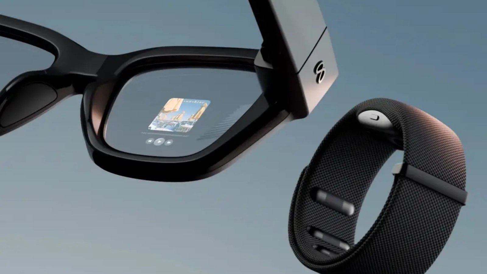 Gafas inteligentes con inteligencia artificial que muestran información digital en el lente.